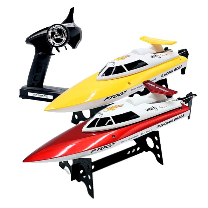 무선조종 RC 레이싱 rc보트 FT007 오토플립 키덜트 워터센서 원격제어 어린이 선물용 입문용 가족 물놀이 무선 한강 RC 조종보트, 옐로우