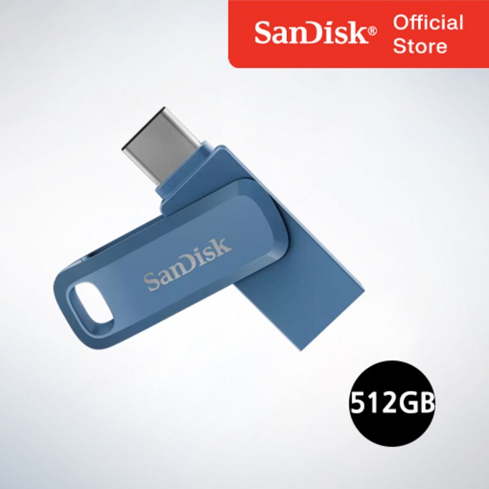 샌디스크코리아 공식인증정품 USB 메모리 Ultra Dual Go 울트라 듀얼 고 TypeC OTG USB 3.1 SDDDC3 512GB 네이비블루