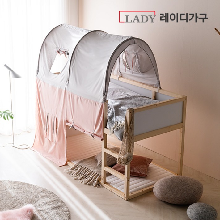 레이디가구 마네 양면 벙커침대 +텐트 +견면매트, 심플내추럴