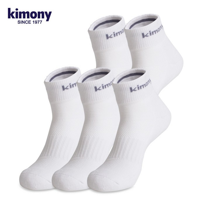 키모니 40수 프라임 스포츠양말 KSS513 5족, 화이트