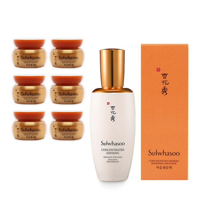 설화수 자음생수 생유액 125ml (정품) + 설화수 자음생크림 5ml 6개, 설화수 자음생유액 + 설화수 자음생크림 5ml 6개