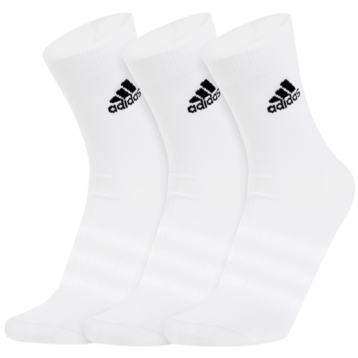 아디다스 LIGHT CREW 양말 3팩 세트 + 패션마스크, White