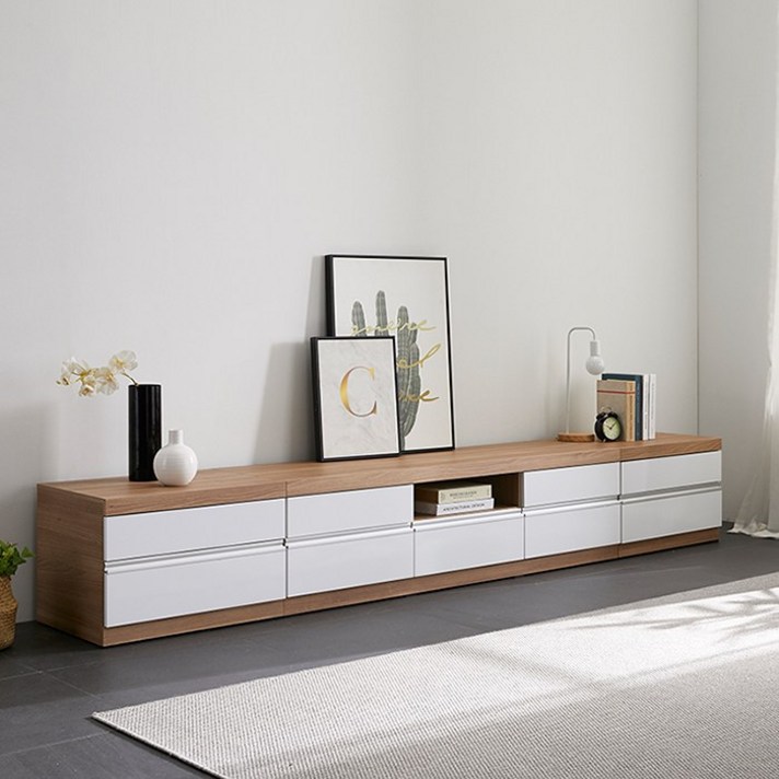 [리코디자인] 엘프 2700_2단 거실장세트 (비디오형) 거실가구, 오크화이트