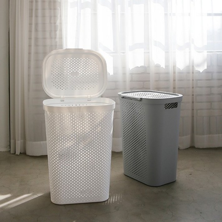 [바보사랑]대용량 빨래바구니 60L, 화이트, 상세설명 참조