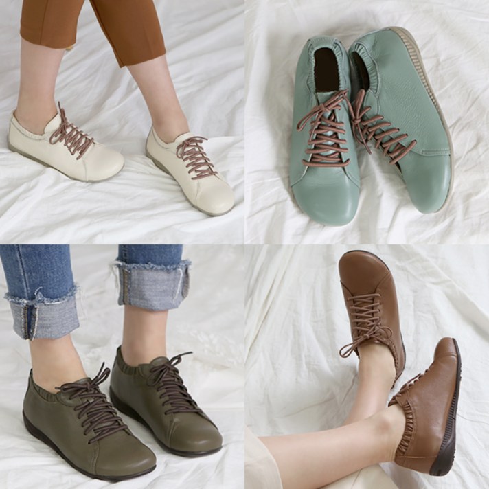 [지쎄 천연양가죽 수제화] 라운드 레이스업 캐쥬얼 슈즈 [6color] 카멜브라운