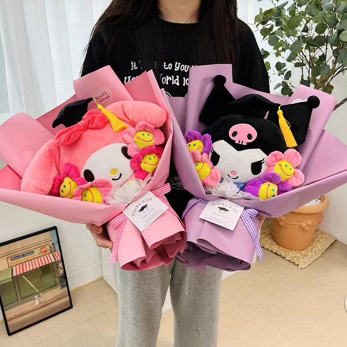 산리오졸업 스마일꽃 인형꽃다발 졸업선물 쿠로미