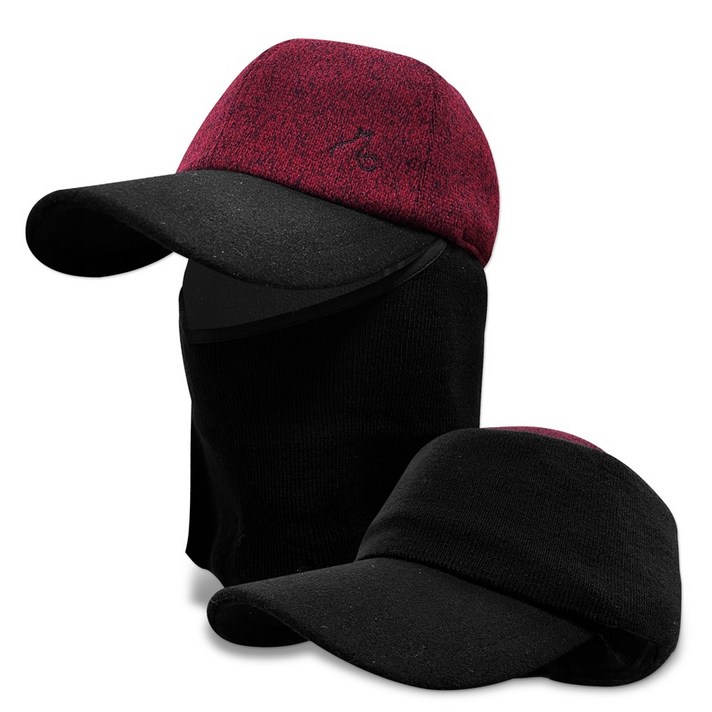 아리체 22FW 남성 멀티 니트 복면캡 겨울 골프 모자 방한 여자 등산 스키, 블랙/와인