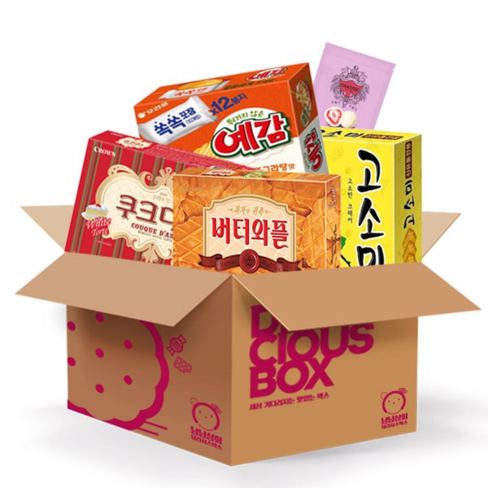 [냠냠상회]버터와플대+고소미대+예감대+쿠크다스대+리얼딸기볼1봉 개별포장과자, 1세트
