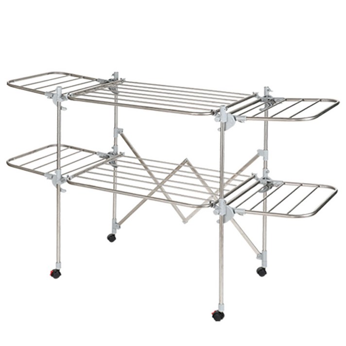 국내생산 특허받은 튼튼한 스테인레스 레인보우 이동식 이불 건조대 대형 특대형 더블 6단 7단 원터치 빨래건조대, 레인보우 더블 6단 빨래 건조대