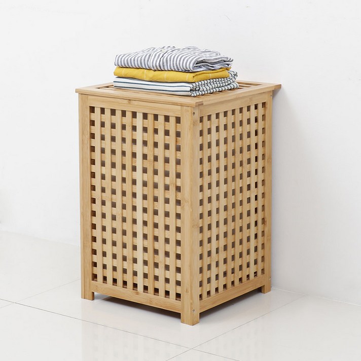 바네스데코 대나무 햄퍼 빨래바구니 수납 협탁, 단품