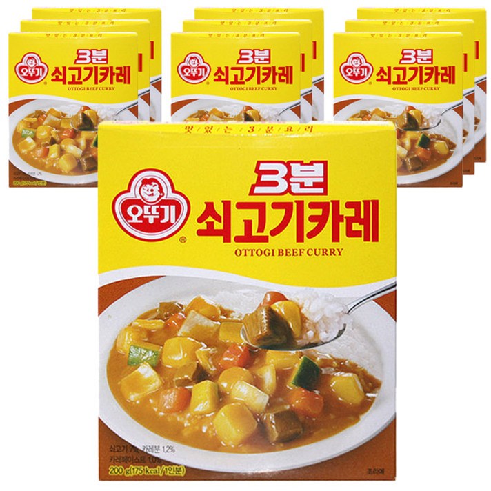 오뚜기 3분 쇠고기카레, 200g, 10개