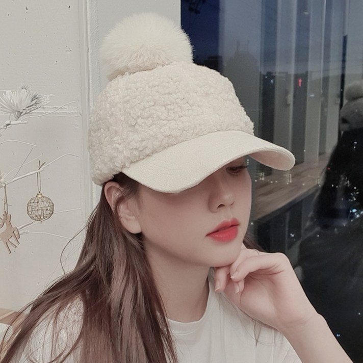 [6색상] 느와드코코 양털 뽀글이 고가방울털 벨크로 겨울 캡 모자