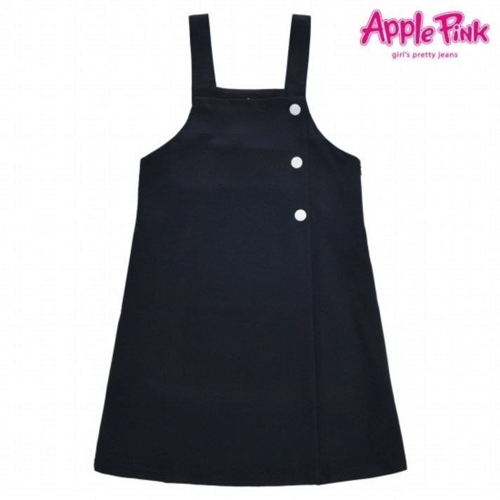 애플핑크 여아용 솔리드 멜빵 원피스 O503