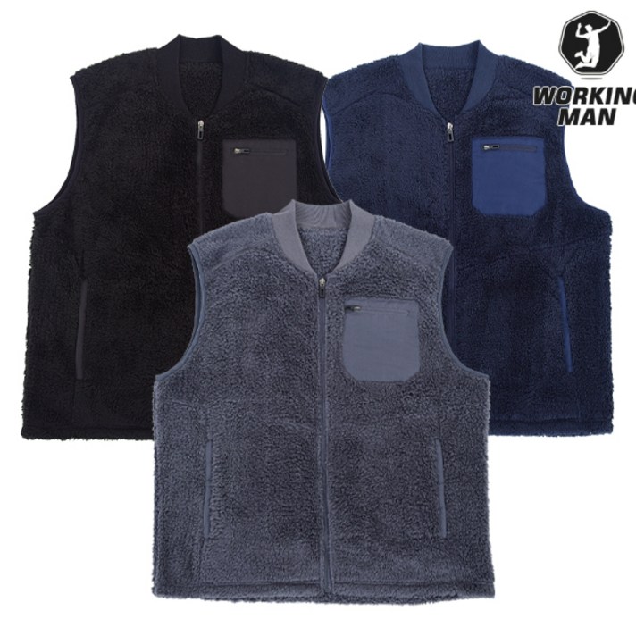 워킹맨 아울렛 남성 뽀글이 양털 조끼 D105