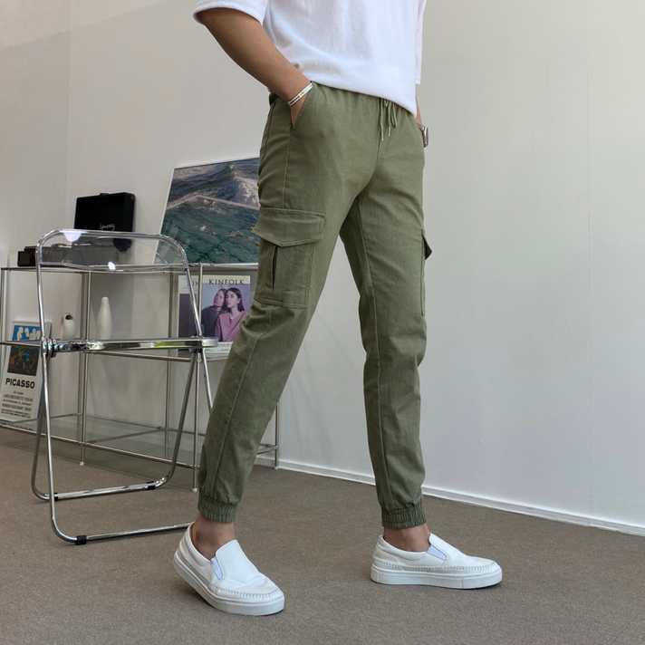 이브컴퍼니 남녀공용 가을 빅사이즈 스판 밴딩 코튼 면 카고 조거팬츠 S~2XL 7컬러 (1669)