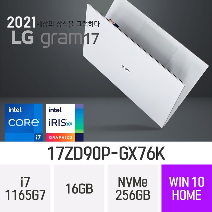 ((입고완료 / 오늘출발)) LG 2021 그램17 17ZD90P-GX76K [한컴 오피스 증정], 256GB, 윈도우 포함, 16GB