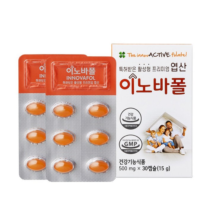 [이노바폴] 4세대 활성형 프리미엄 엽산(500mg 30 연질캡슐)