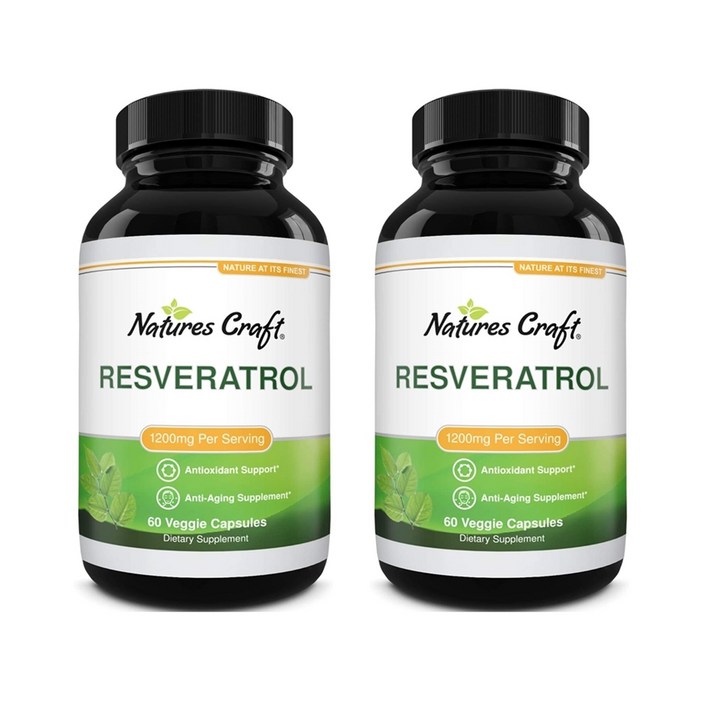 Natures Craft Anti Aging Trans Resveratrol Supplement 네이처스 크래프트 레스베라트롤 보충제 1200mg 60정 2개