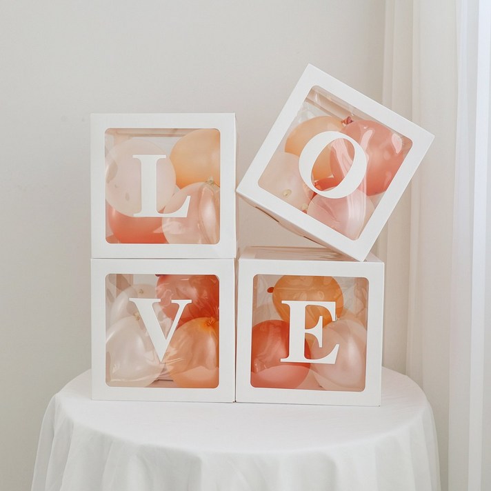 데이지룸 투명 LOVE 레터링 러브박스 단품 풍선 미포함, 단일색상, 1세트