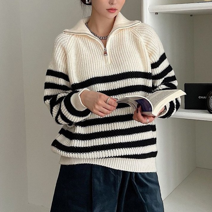 뜨개진 여성용 루즈핏 반집업 카라 폴라 실리스 터틀넥 니트 뜨개진 여성용 루즈핏 반집업 카라 폴라 실리스 터틀넥 니트