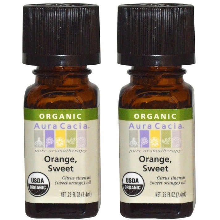 아우라카시아 퓨어 아로마테라피 오일 오렌지 스위트, 7.4ml, 2개