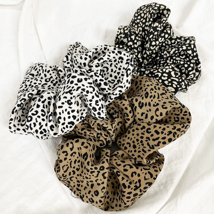여성 곱창밴드 레오파드 헤어슈슈 패턴 머리끈 3개세트