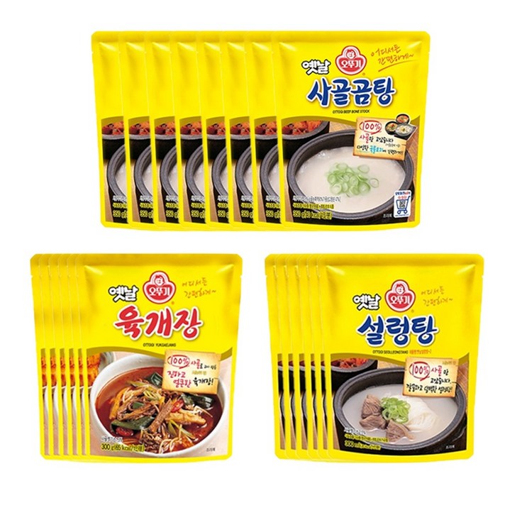 오뚜기 옛날 사골곰탕 350g*8입+설렁탕 300g*6입+육개장 300g*6입, 1세트