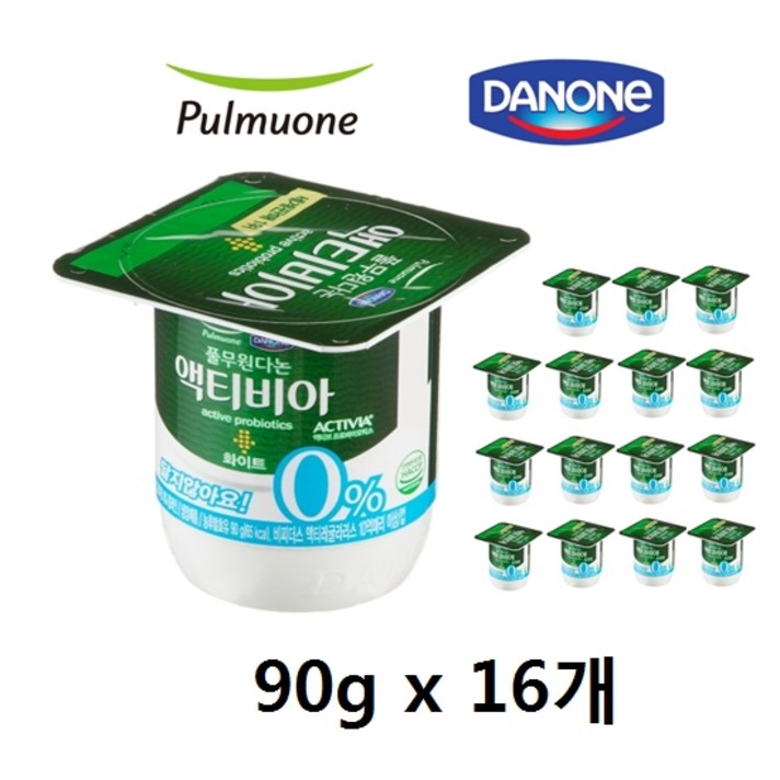 풀무원 다논 액티비아 플레인 0% 화이트 90g x 16개(달지않은플레인), 16개