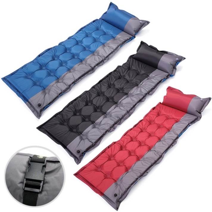 1+1 미르쇼핑 국내 발송제품 21홀 홈쇼핑 다용도 대형 피크닉 감성 두꺼운 캠핑매트리스 발포매트 텐트이너 대형 돗자리 카페트 차박 자동충전 에어 자충매트 캠핑용 야외 등산 바닥, 레드, 블루