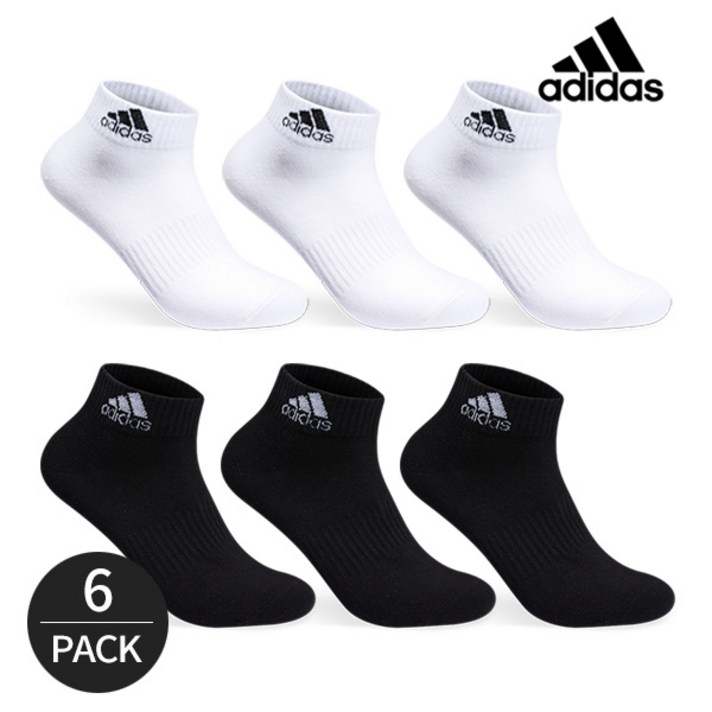아디다스 골프 남성 퍼포먼스 넥 로고포인트 발목양말 6족세트 화이트 블랙, FREE, 6족세트_WH/BK