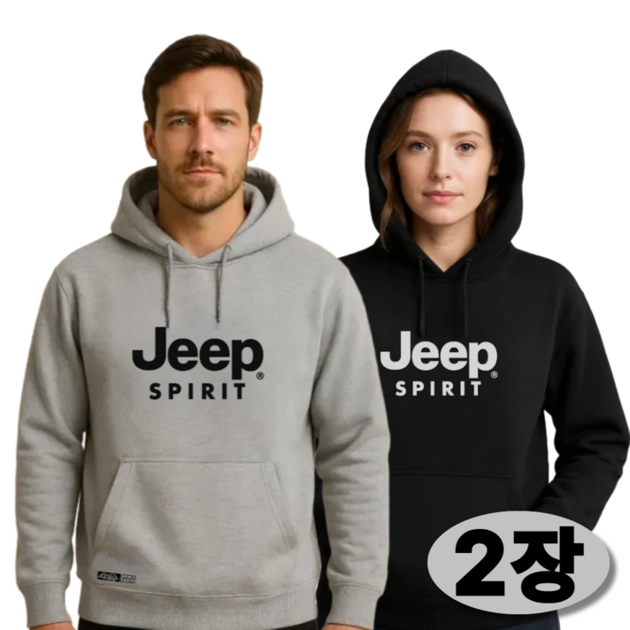JEEP SPIRIT 지프 남자 여자 후드티 후드 티셔츠 오버핏 가을 봄 2장 세트