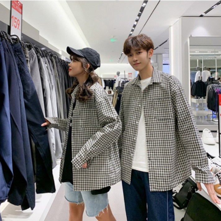 남성 오버핏 체크셔츠 체크난방 남자 가을 남방 긴팔