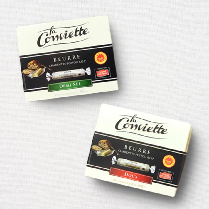 라꽁비에뜨 버터 150g(15g x 10개입) 무염/가염 프랑스버터 La Conviette butter, 150g x 1개, 가염