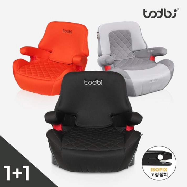 [토드비] 1+1 뉴코쿤 ISOFIX 주니어 부스터카시트, 블랙/블랙
