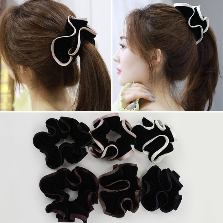 뉴트럴 벨벳 곱창 머리끈 스크런치 헤어 슈슈 곱창밴드 끈 똥머리 예쁜 여자 명품 헤어끈