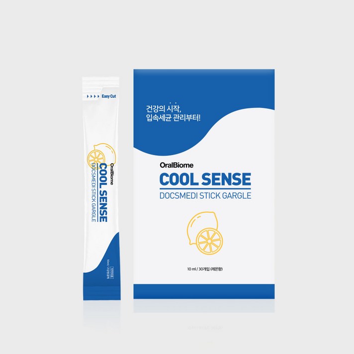 닥스메디 쿨센스 스틱가글 10ml 30개입 휴대용 일회용 레몬향 편도염 구강청결제 무알콜 가그린 천연 임플란트 잇몸 입냄새 구취 제거, 300ml, 1박스