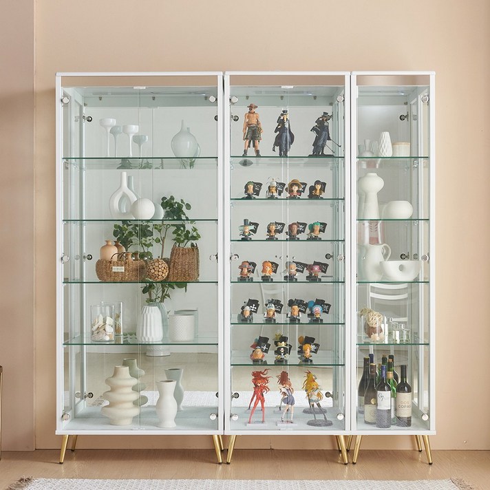  골드-프리미엄 5단 유리 장식장 거실 진열장, 골드-프리미엄 400-5단 장식장(화이트) 