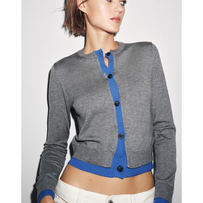 ZARA 자라 콤비 니트 가디건 3581005 3581005 GREY