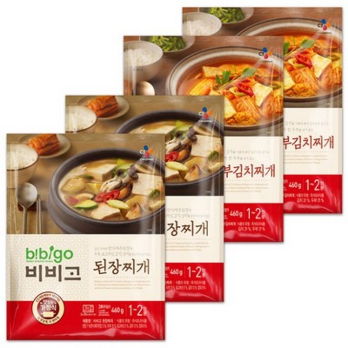 비비고 된장찌개 460g 2p + 두부김치찌개 460g 2p, 1세트