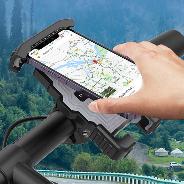 초텍 자전거 오토바이 전동킥보드 스마트폰 거치대, 블랙 H067-BK, 1개