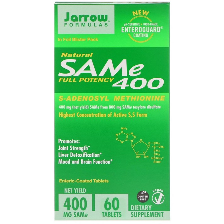 Jarrow Formulas SAM-e (S-아데노실-L-메티오닌) 400 60 정, 상세설명참조