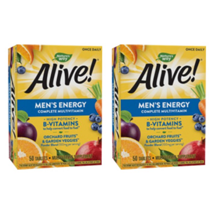 네이쳐스웨이 얼라이브! 맨 에너지 멀티-비타민 멀티-미네랄 타블렛, 50개입, 2개