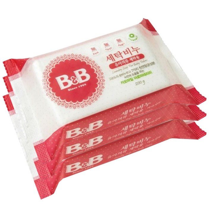 비앤비 유아의류용 세탁비누 카모마일, 200g, 3개