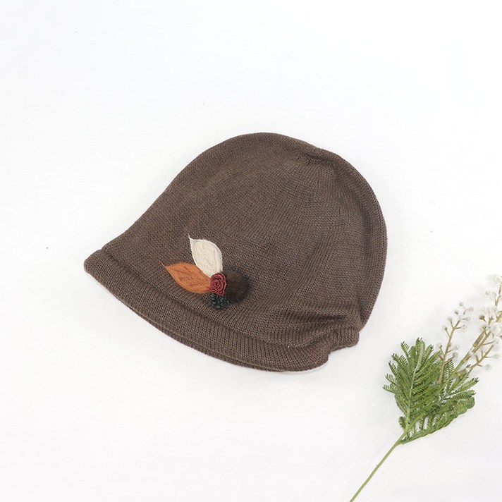 로즈 밍크털 자수 겨울 여성 두건 모자