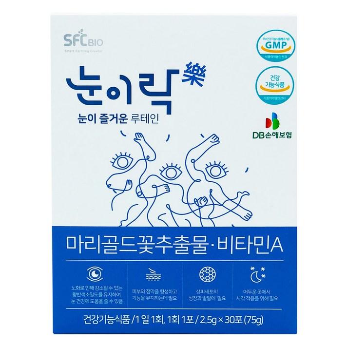 눈이락 2.5g x 30포 마리골드꽃추출물 루테인 비타민A 1개월 분