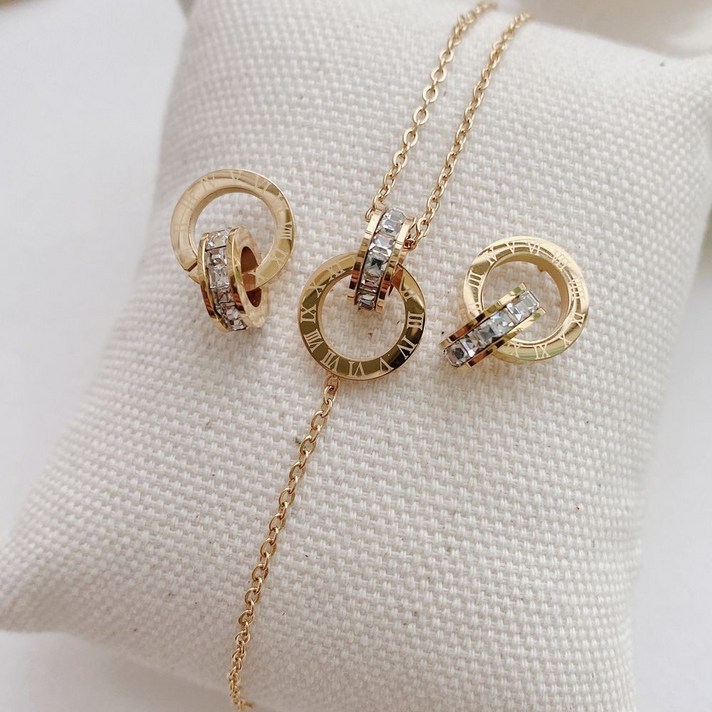 일루아샵 [써지컬스틸]골드 로마 써클 목걸이 (세트 구매 가능 )