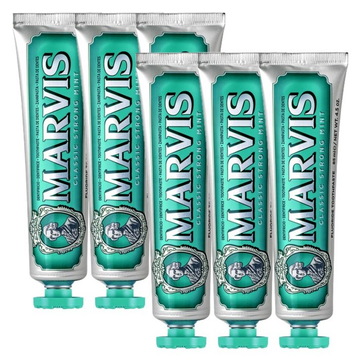 마비스 클래식 스트롱 민트 치약, 85ml, 6개