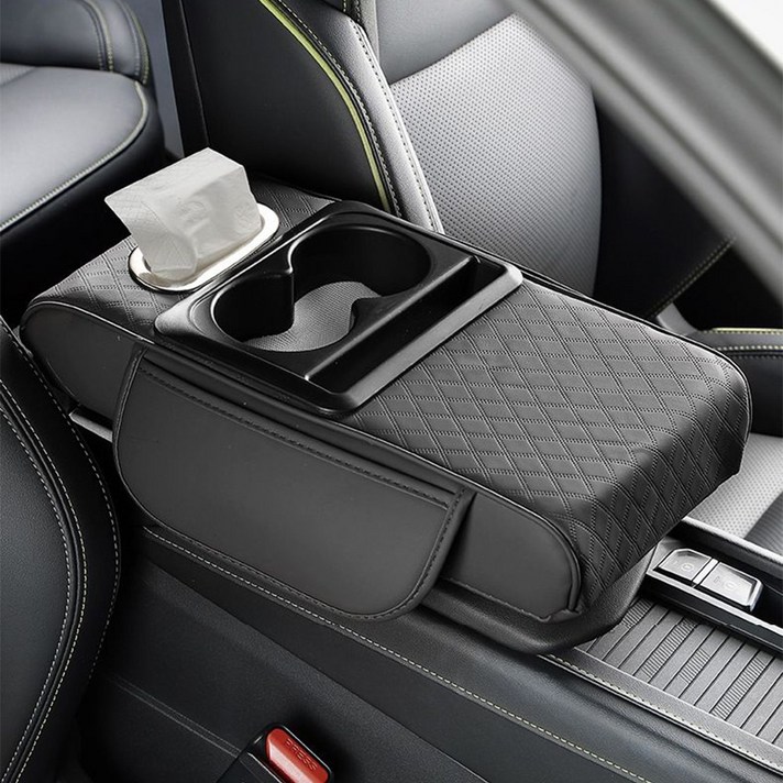 ZOZI  자동차 팔걸이 쿠션 다용도 컵홀더 휴대폰 거치대 티슈 수납함 방수 콘솔박스 대용량 차량용 콘솔쿠션