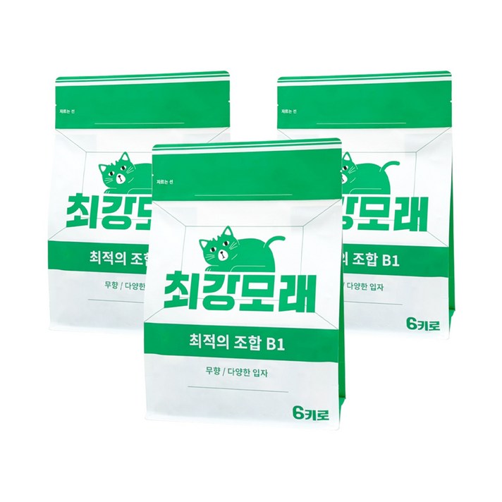 21 최강모래 최적의 조합 B1 6kgx3, 고양이모래 와이오밍 벤토나이트모래, 3개, 6L, 무향