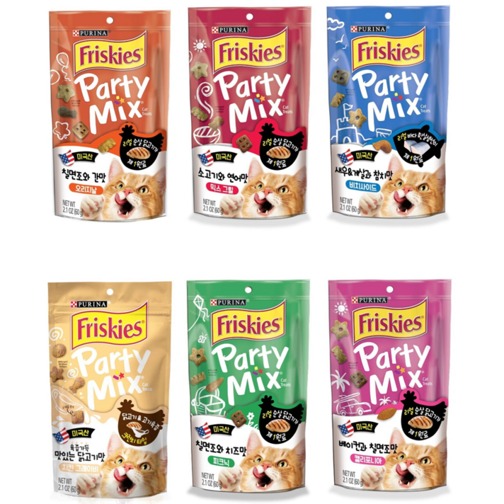 퓨리나 파티믹스 6종 혼합60g ,6개 스낵볼 증정